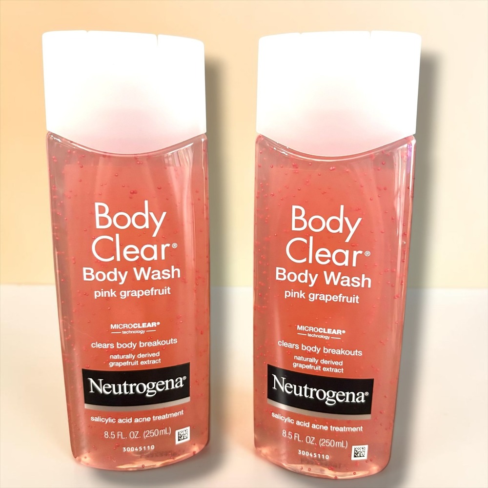 2pk Neutrogena Body Clear Body Wash Pink Grapefruit Salicylic Acid 8.5oz 250ml